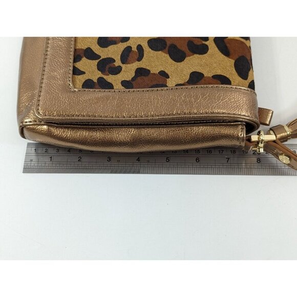 RJ Graziano Crossbody Handbag Purse Bronze Leopard Leather Bag Tassel - Picture 14 of 14